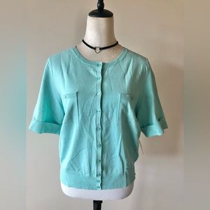 NWT Judith Hart Women’s Silk Blend Short Sleeve Cardigan Sweater, Size L